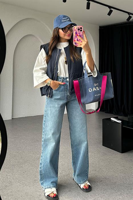 Manche Blue Yıkama Baggy Jean