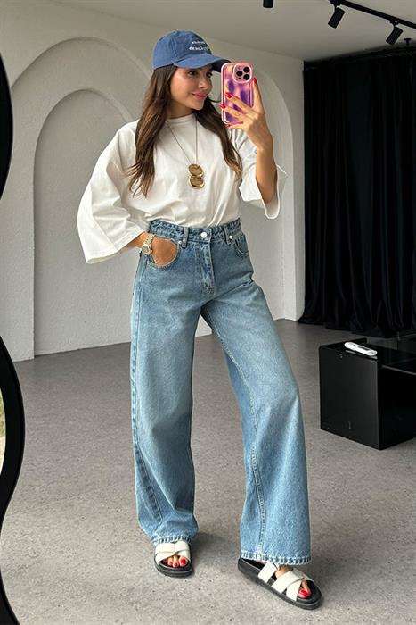 Manche Blue Yıkama Baggy Jean