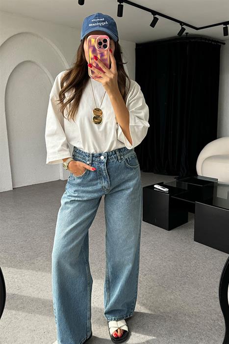 Manche Blue Yıkama Baggy Jean