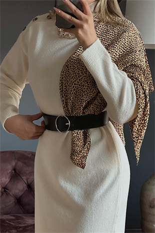 Mango düğme detaylı triko elbise