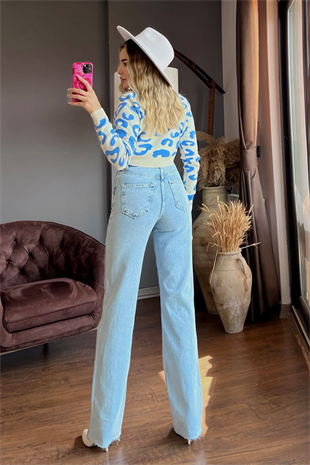 Mango lightblue yüksek bel palazzo jean