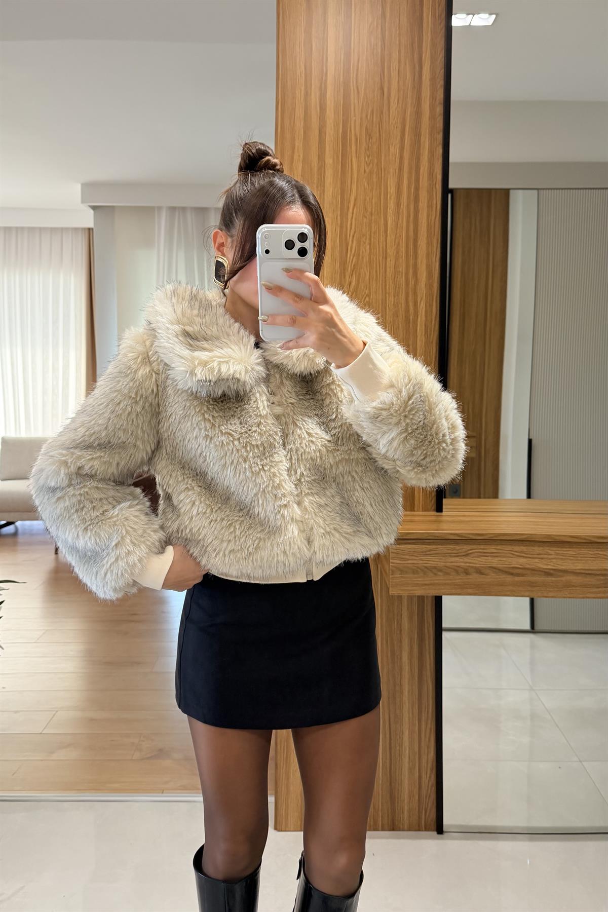 Marabelle Krem Bomber Kürk 