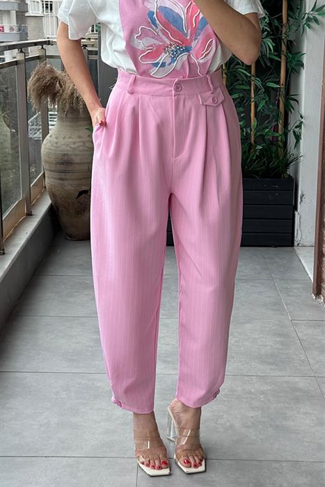 Marc Çizgili Slouchy Pantolon - Pembe