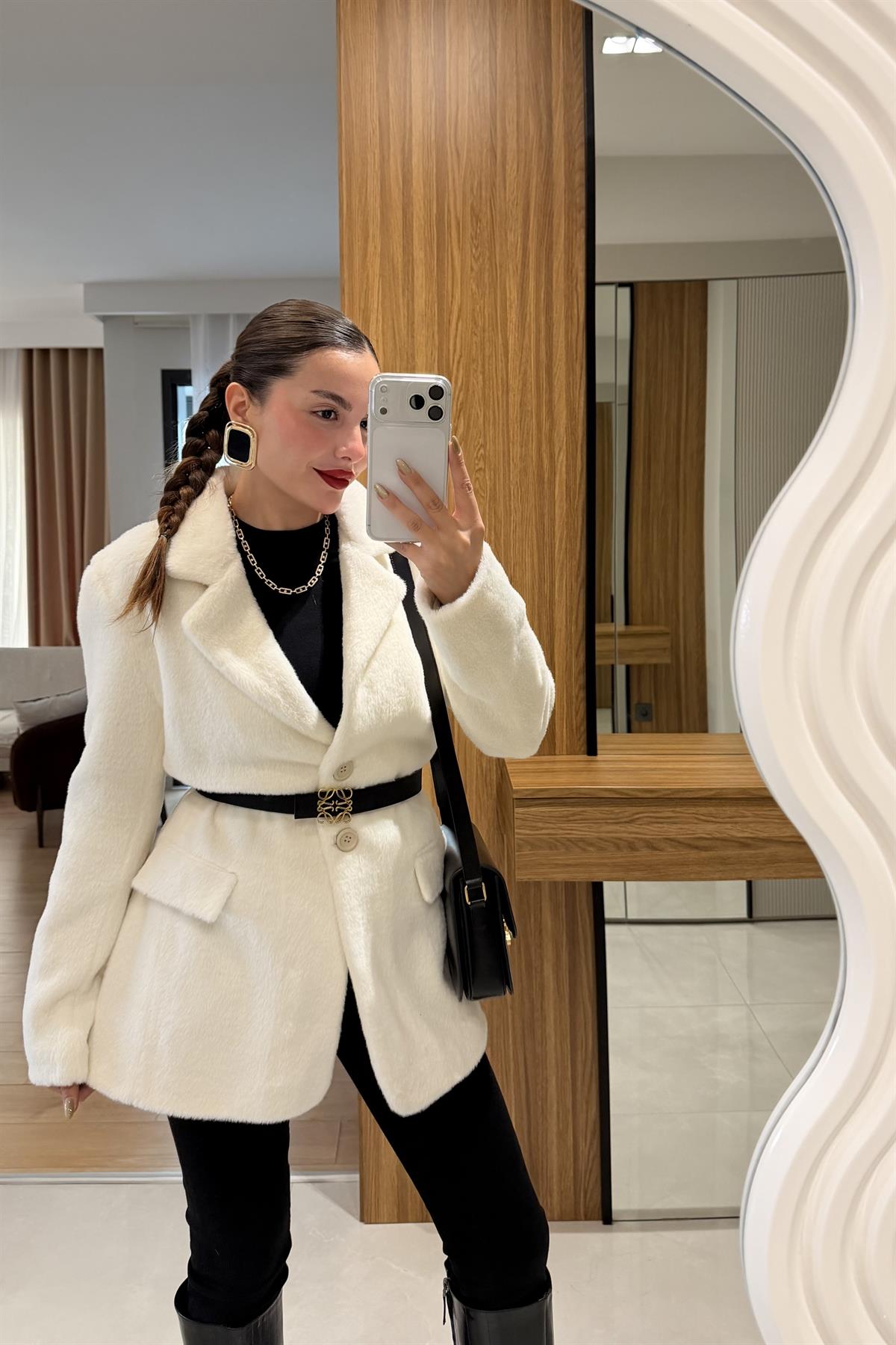 Marcella Beyaz Dokulu Blazer