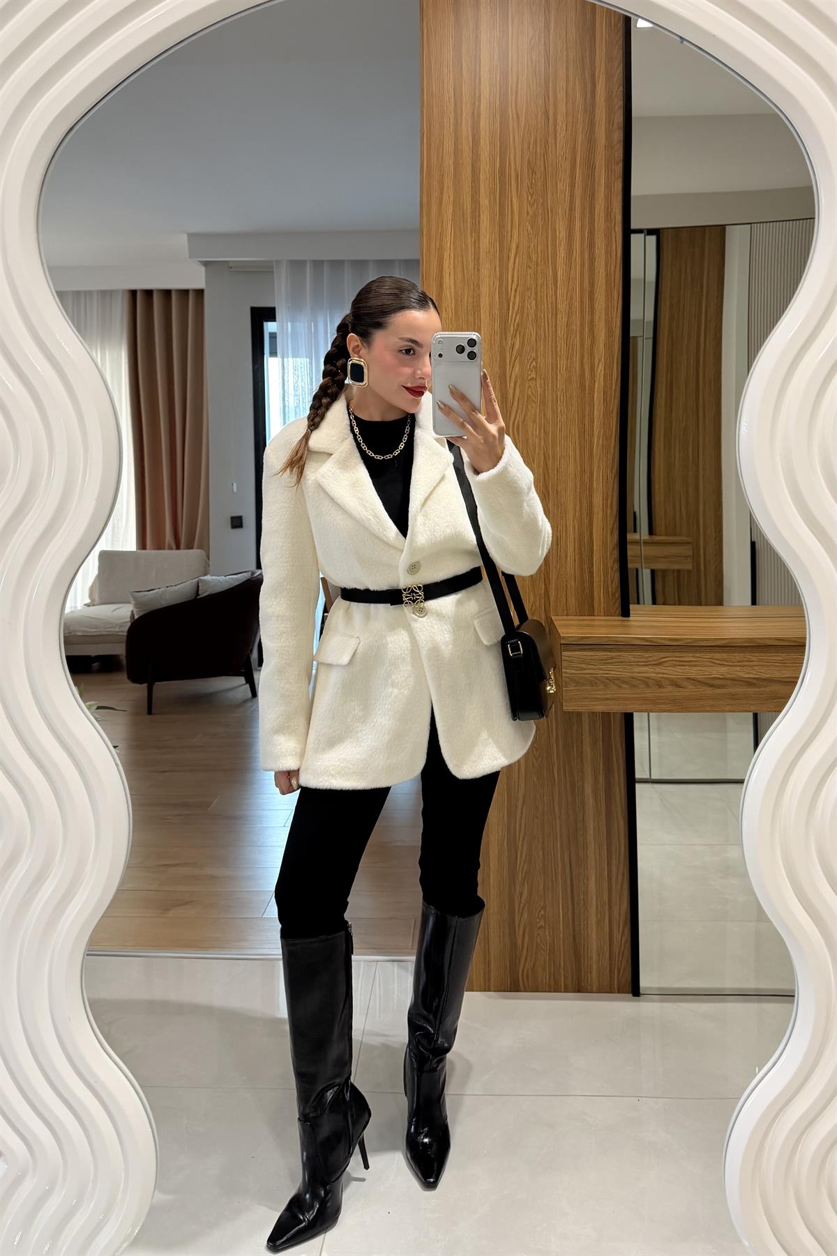 Marcella Beyaz Dokulu Blazer