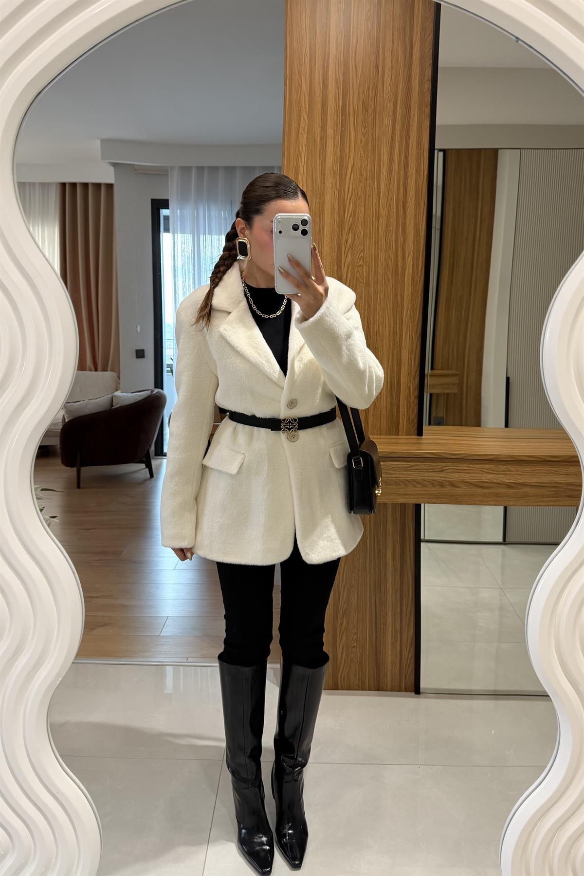 Marcella Beyaz Dokulu Blazer