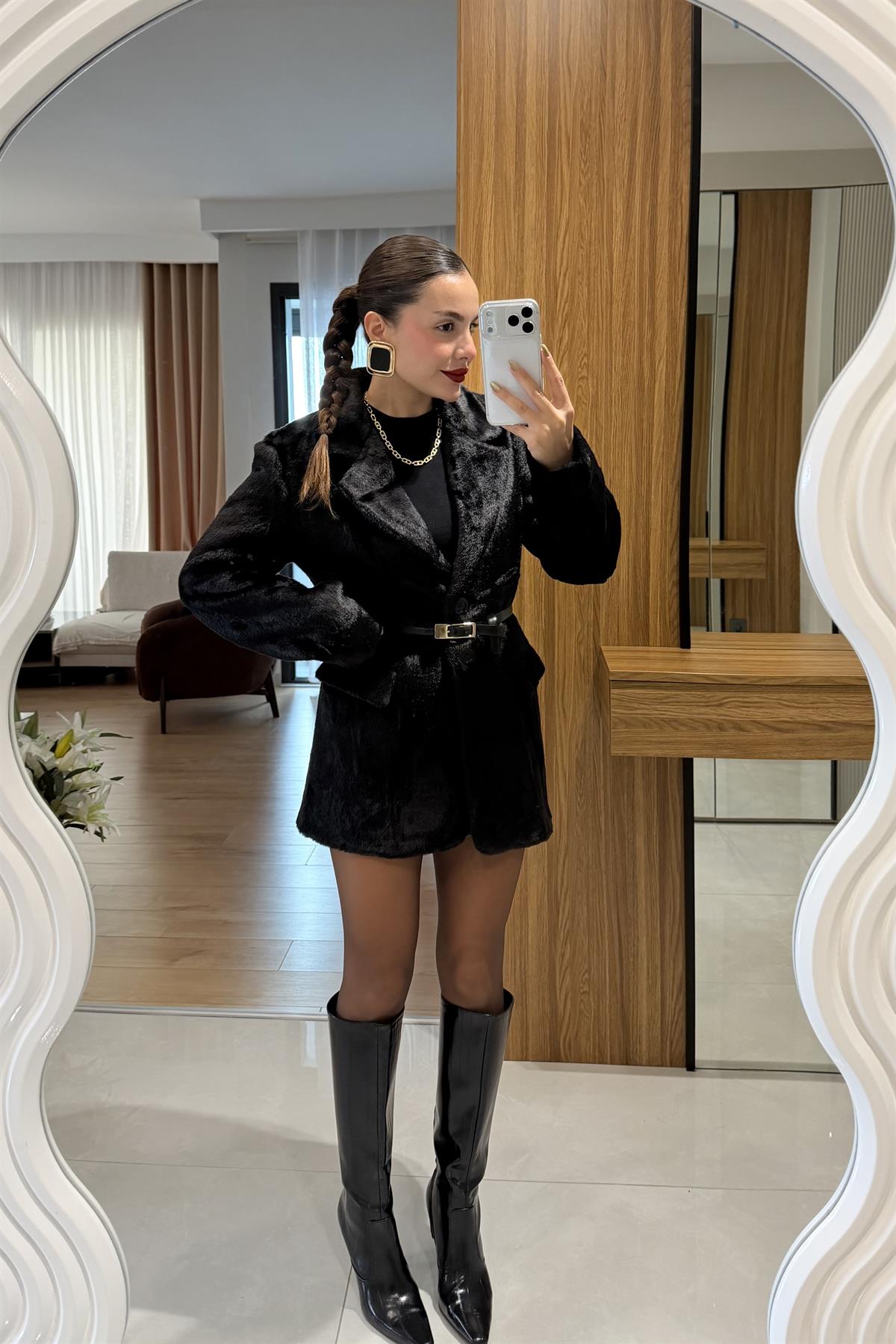 Marcella Siyah Dokulu Blazer