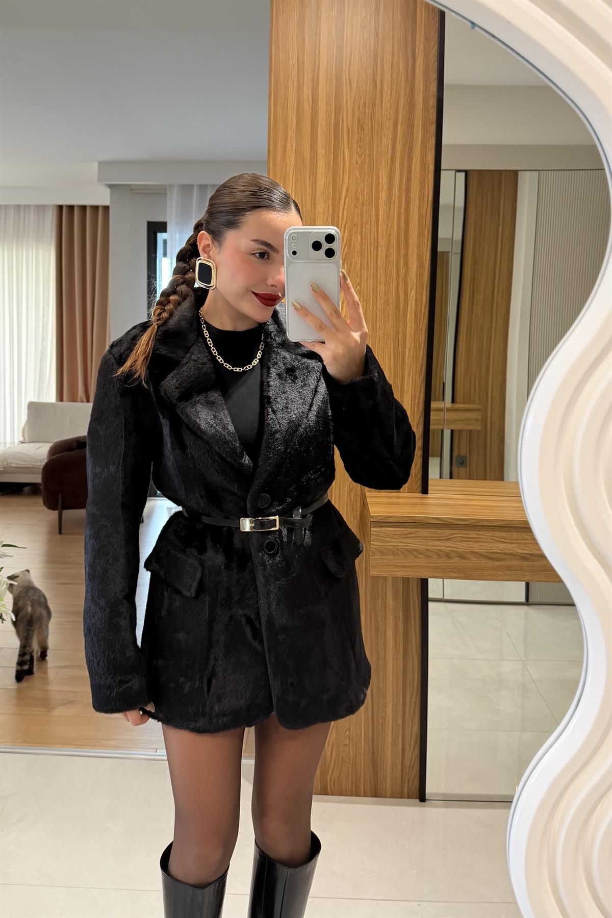 Marcella Siyah Dokulu Blazer