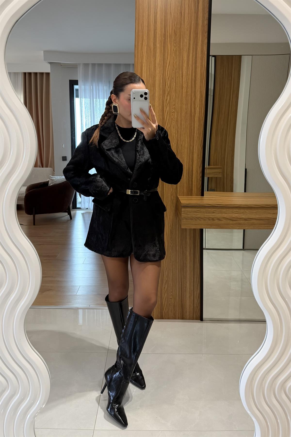 Marcella Siyah Dokulu Blazer