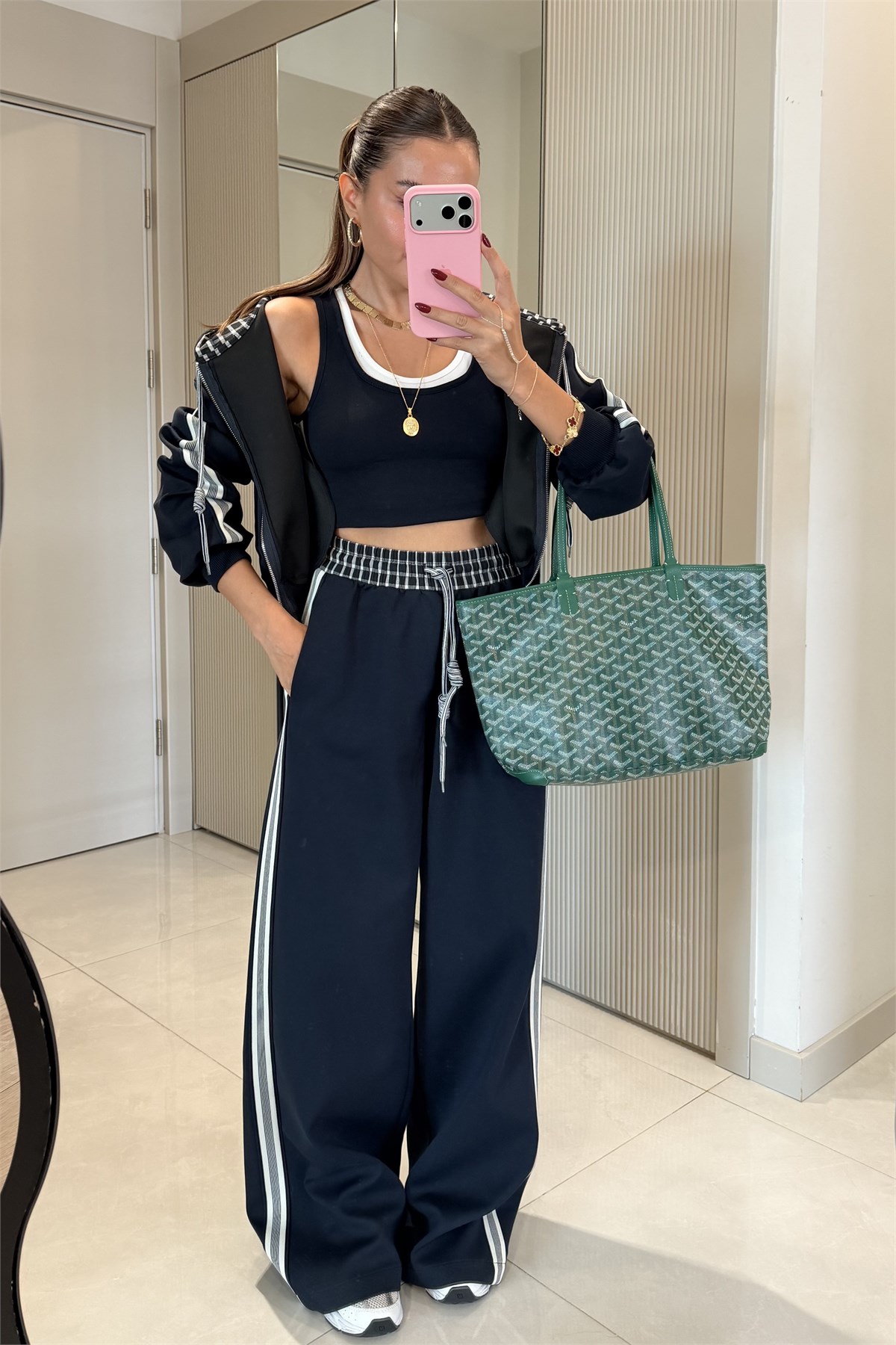 Margaux Lacivert Çift Yaka Görünümlü Crop