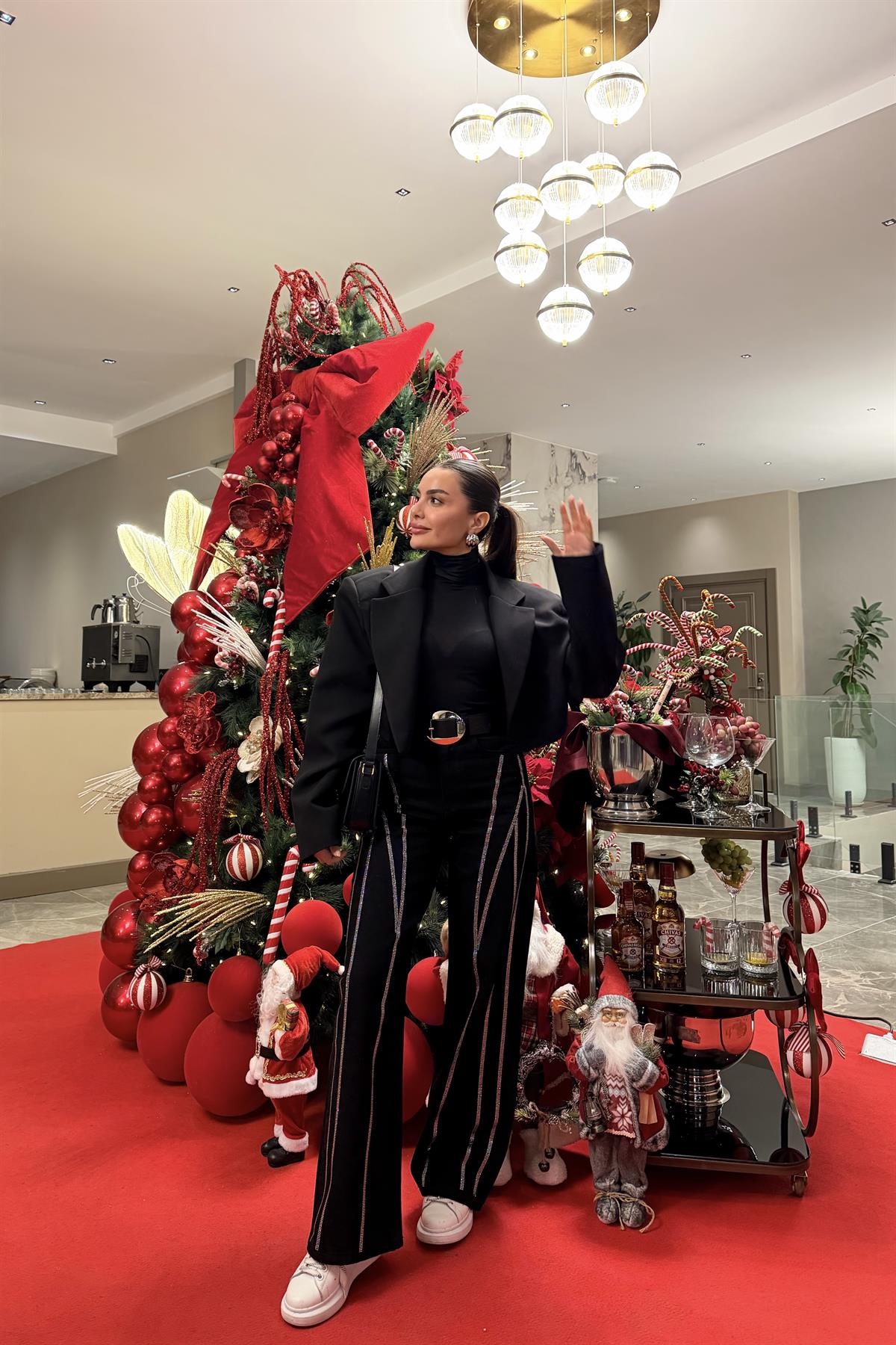 Maria Siyah Full Taşlı Palazzo Jean