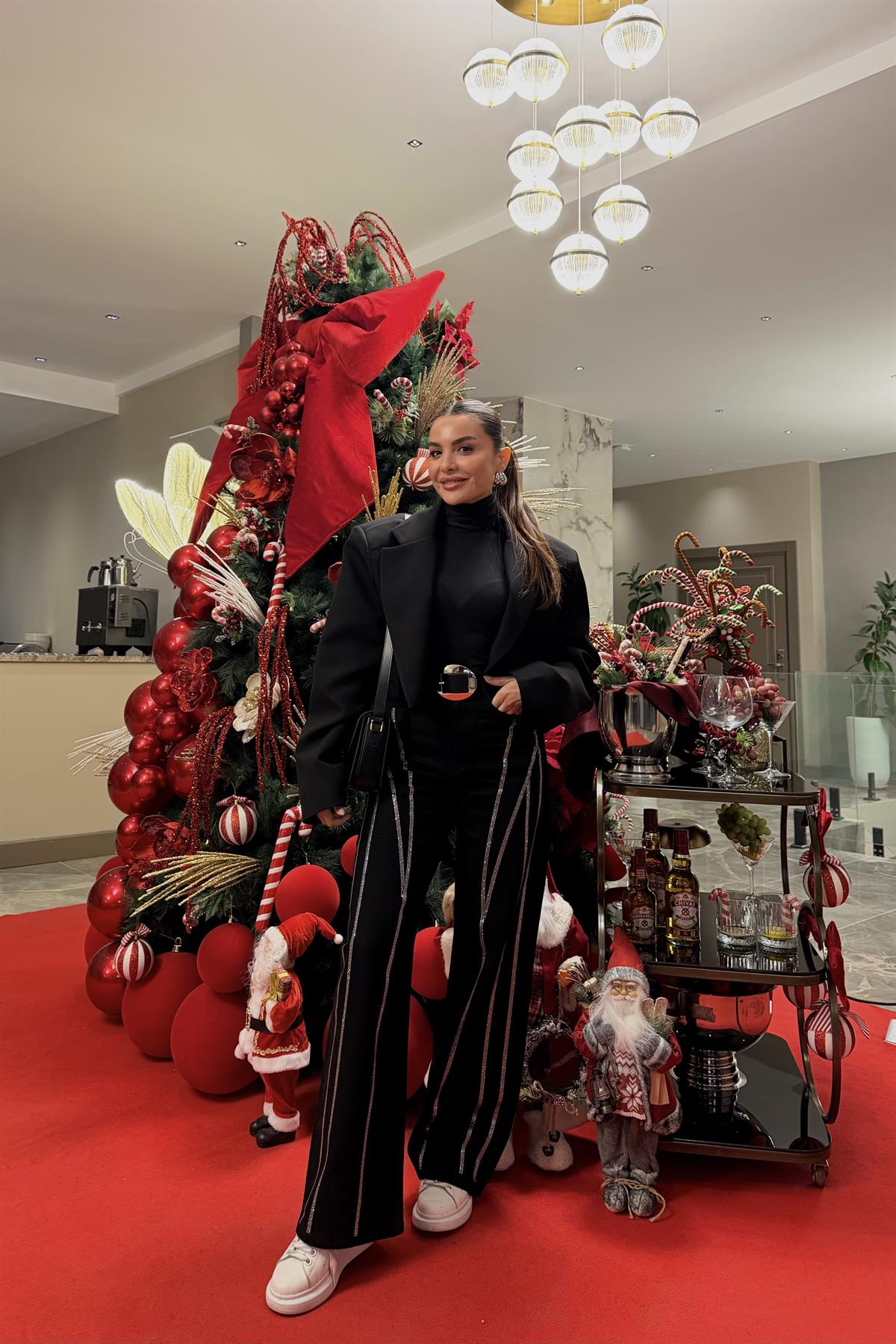 Maria Siyah Full Taşlı Palazzo Jean