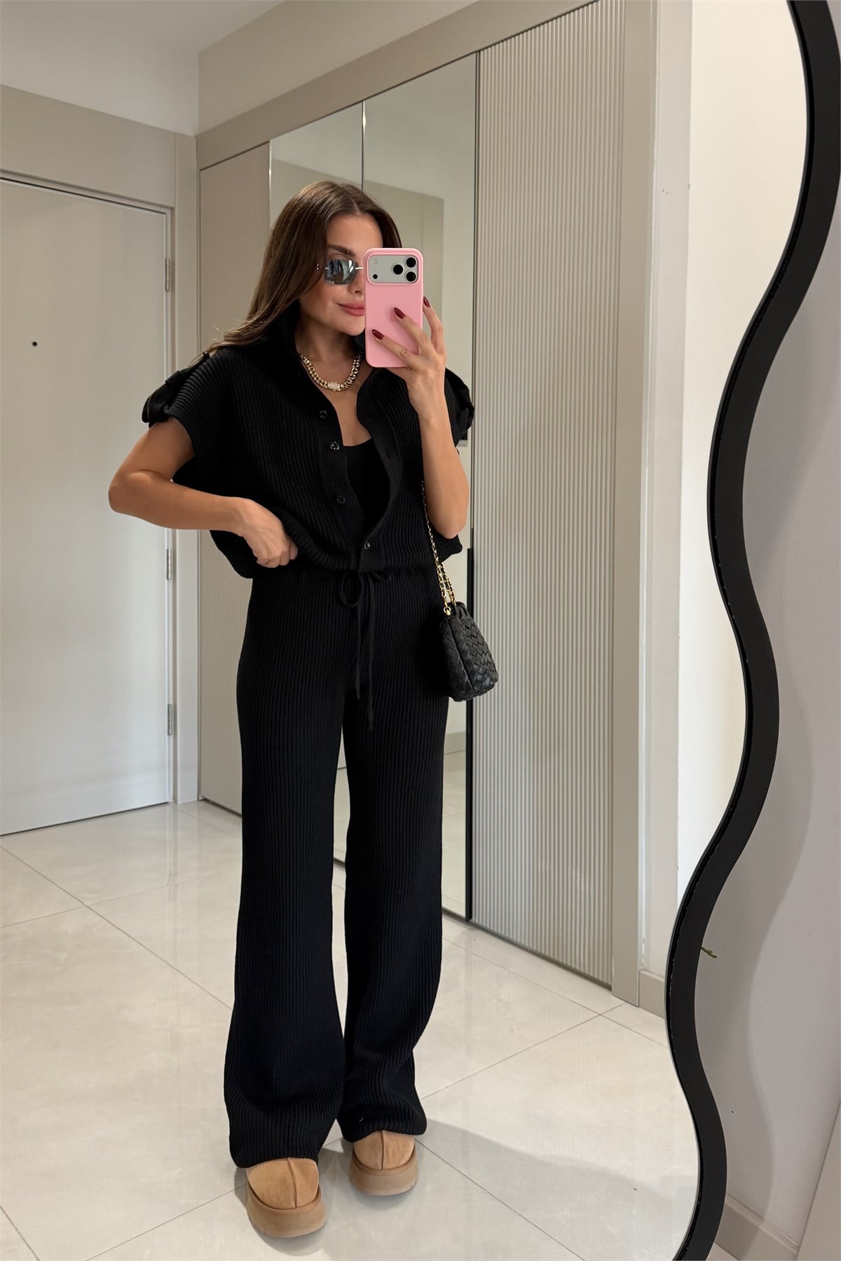Marien Siyah Örme Triko Takım 