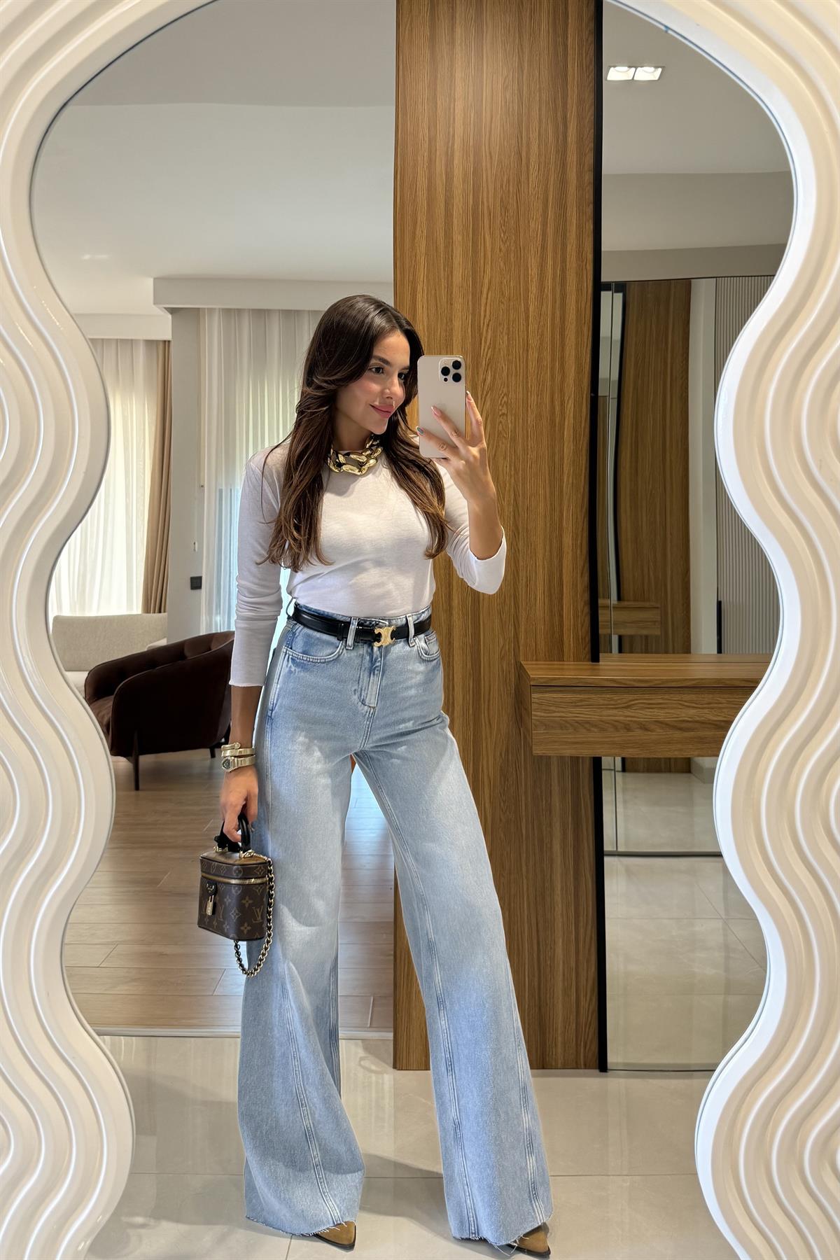 Marija Geniş Paça Lightblue Jean