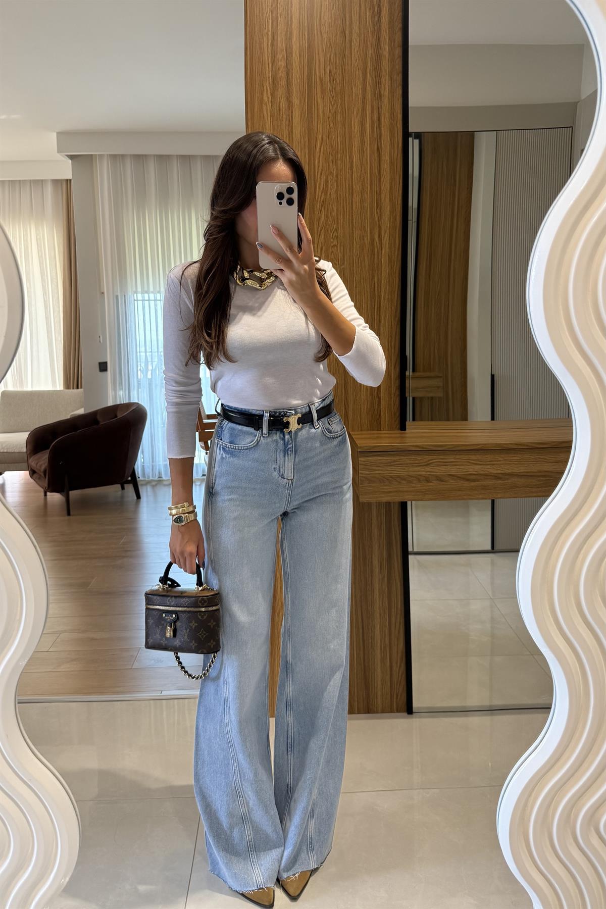 Marija Geniş Paça Lightblue Jean