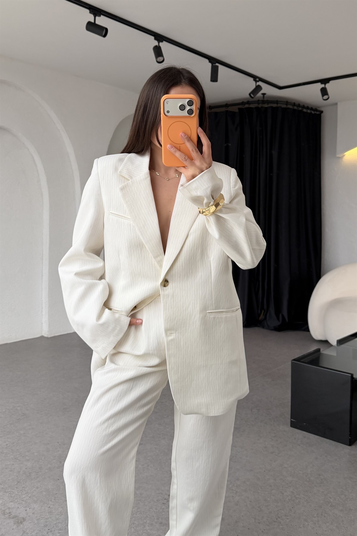 Marina Çizgili Premium Blazer Ceket