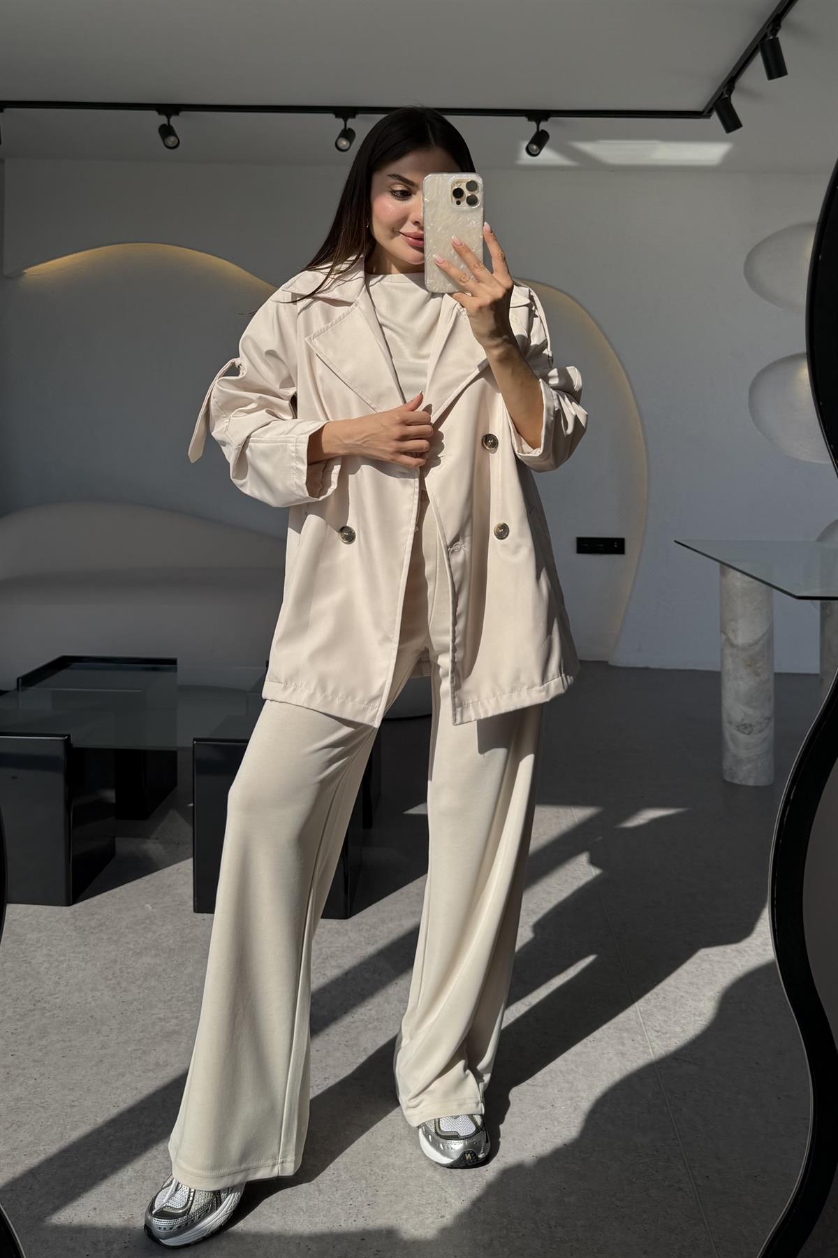 Markie Krem İç Astarlı Trenç