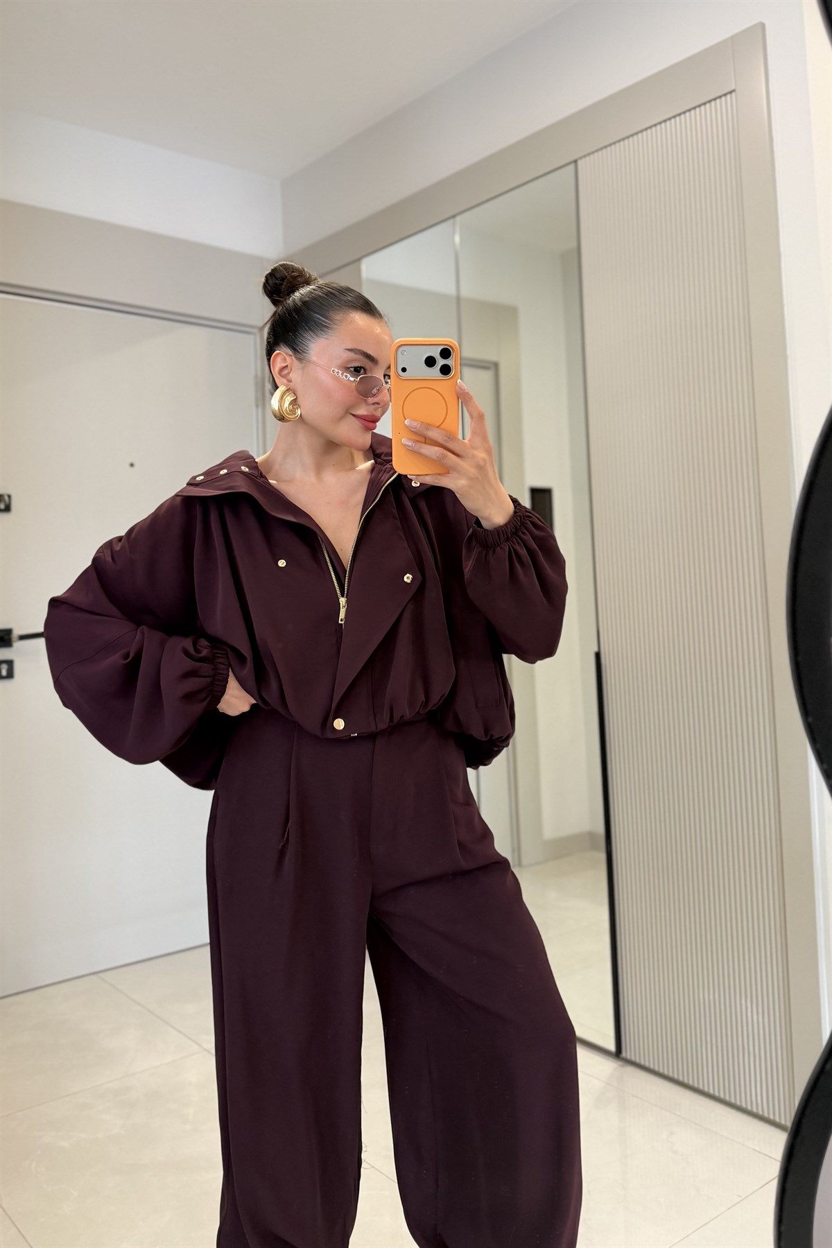 Marlena Bordo Bomber Ceket Pantolon Premium Takım