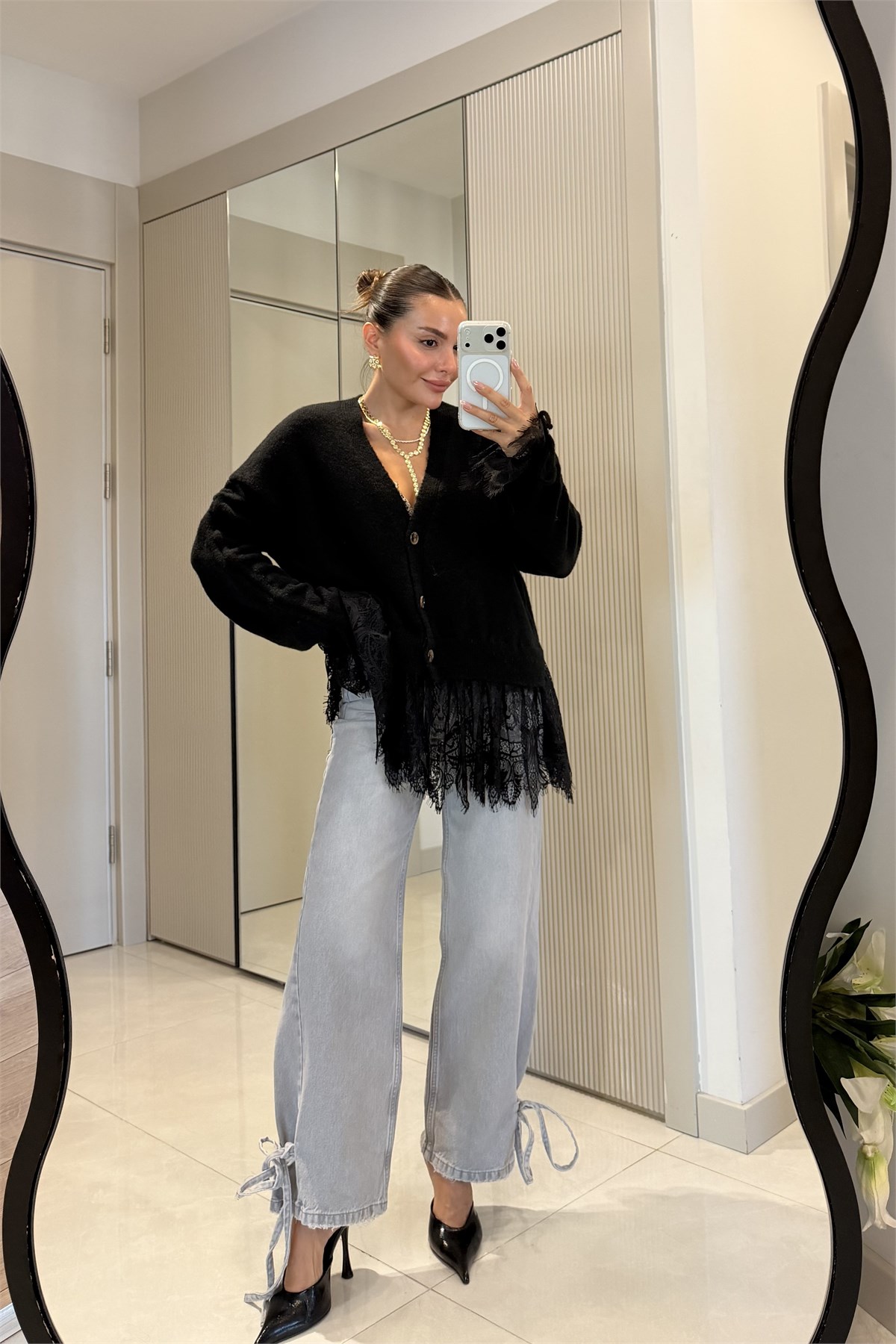 Marline Füme Paça Bağlamalı Jean