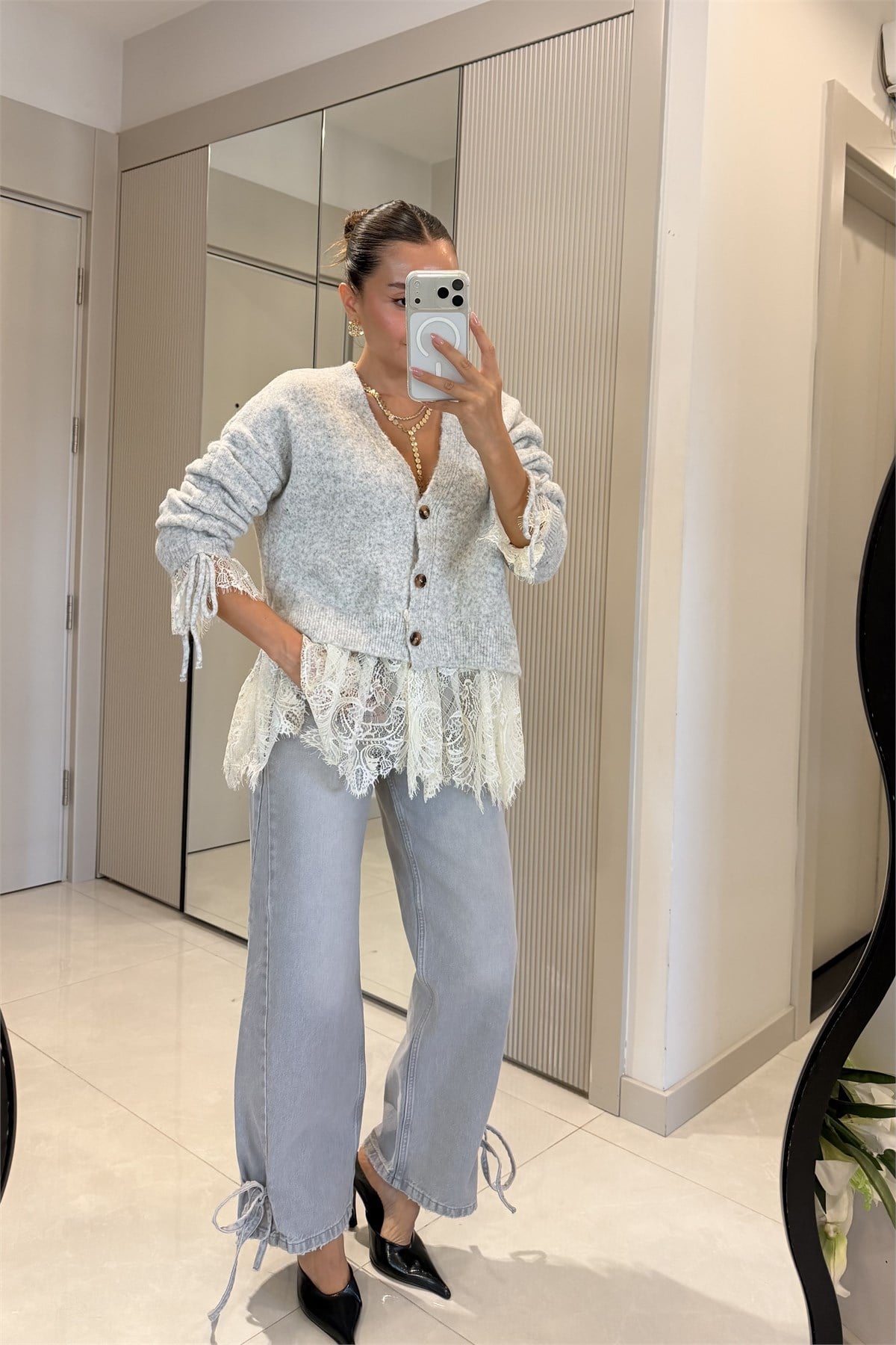 Marline Füme Paça Bağlamalı Jean