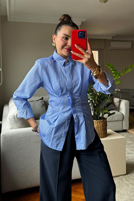 Marque Belden Oturtmalı Çizgili Gömlek