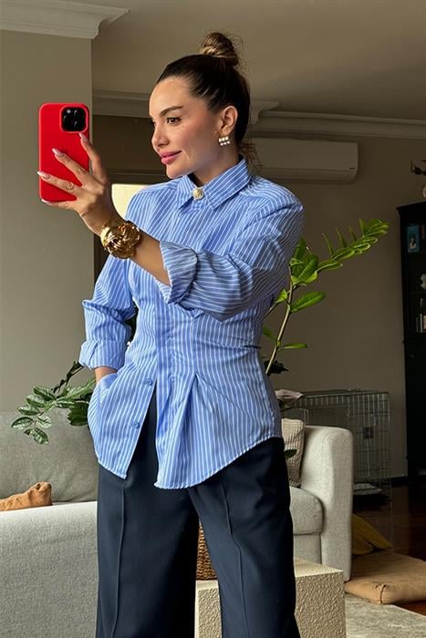 Marque Belden Oturtmalı Çizgili Gömlek