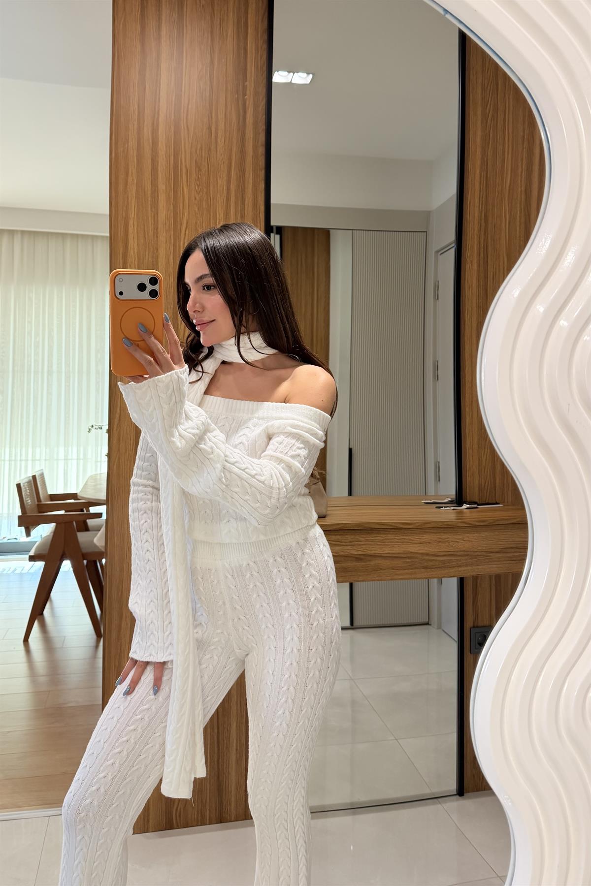 Marsilya Beyaz Üçlü Triko Takım