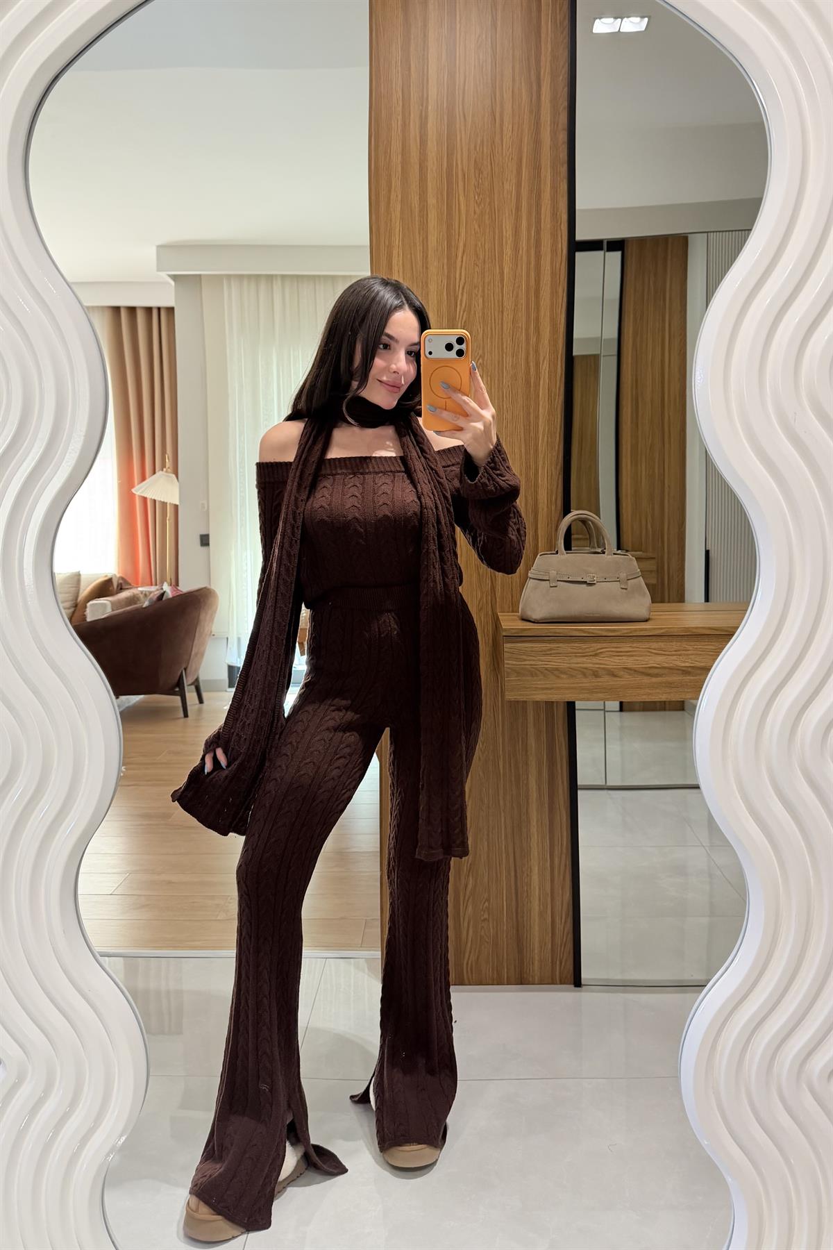 Marsilya Kahve  Üçlü Triko Takım
