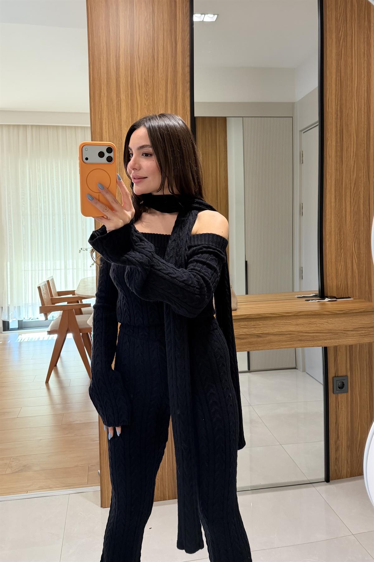 Marsilya Siyah Üçlü Triko Takım