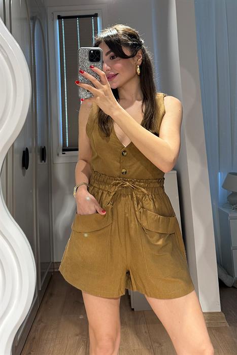 Marston Şortlu Keten Takım - Taba