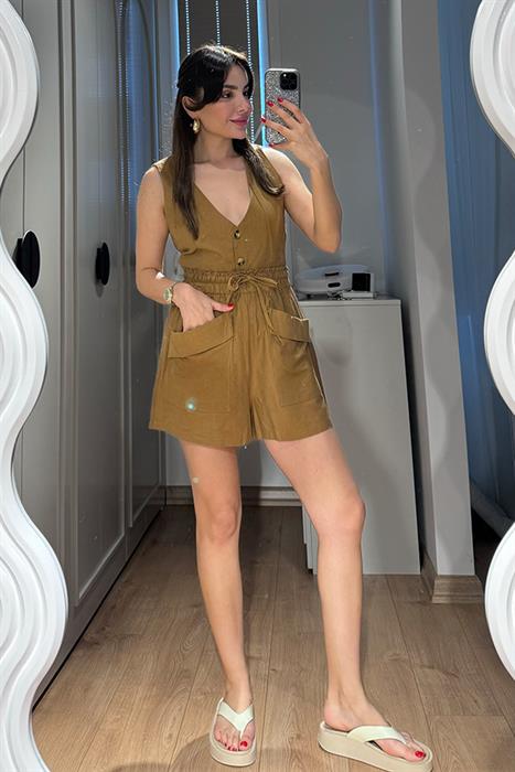 Marston Şortlu Keten Takım - Taba