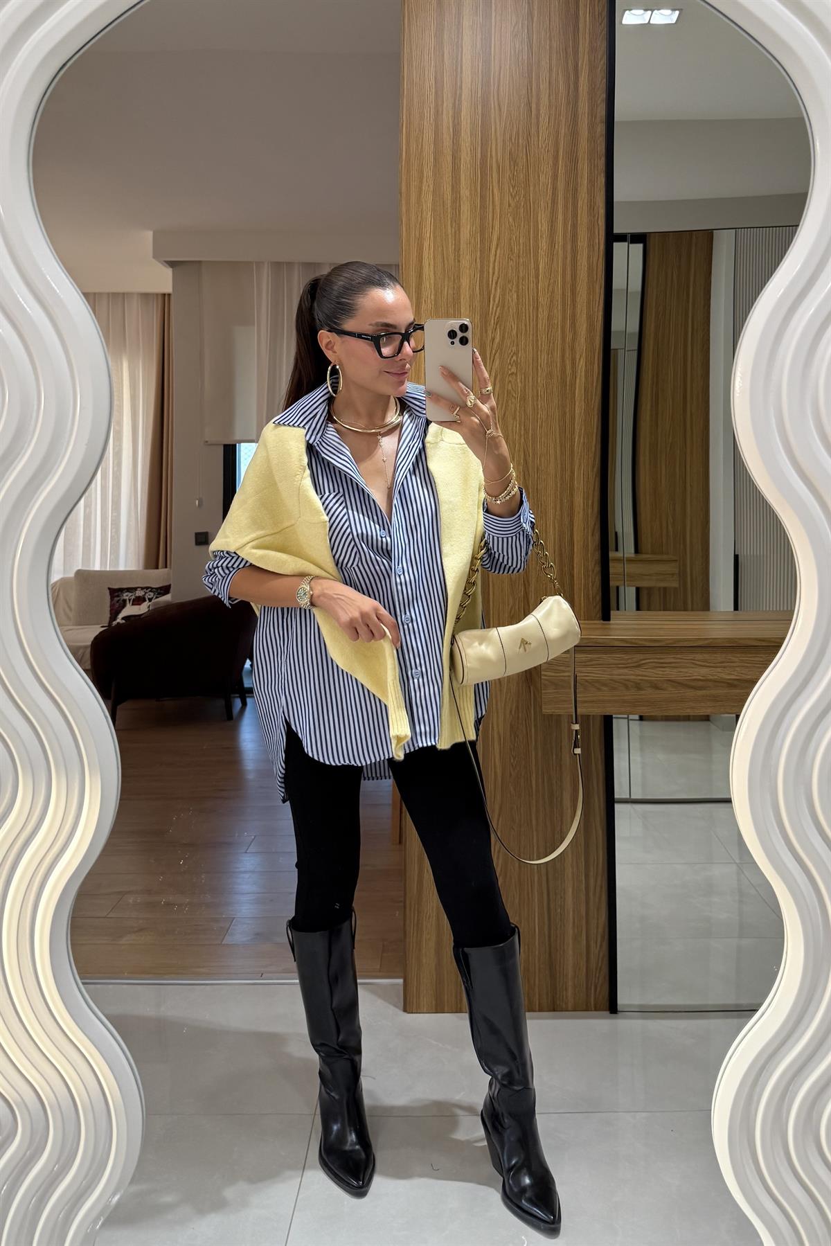 Joyce Mavi Çizgili Gömlek 