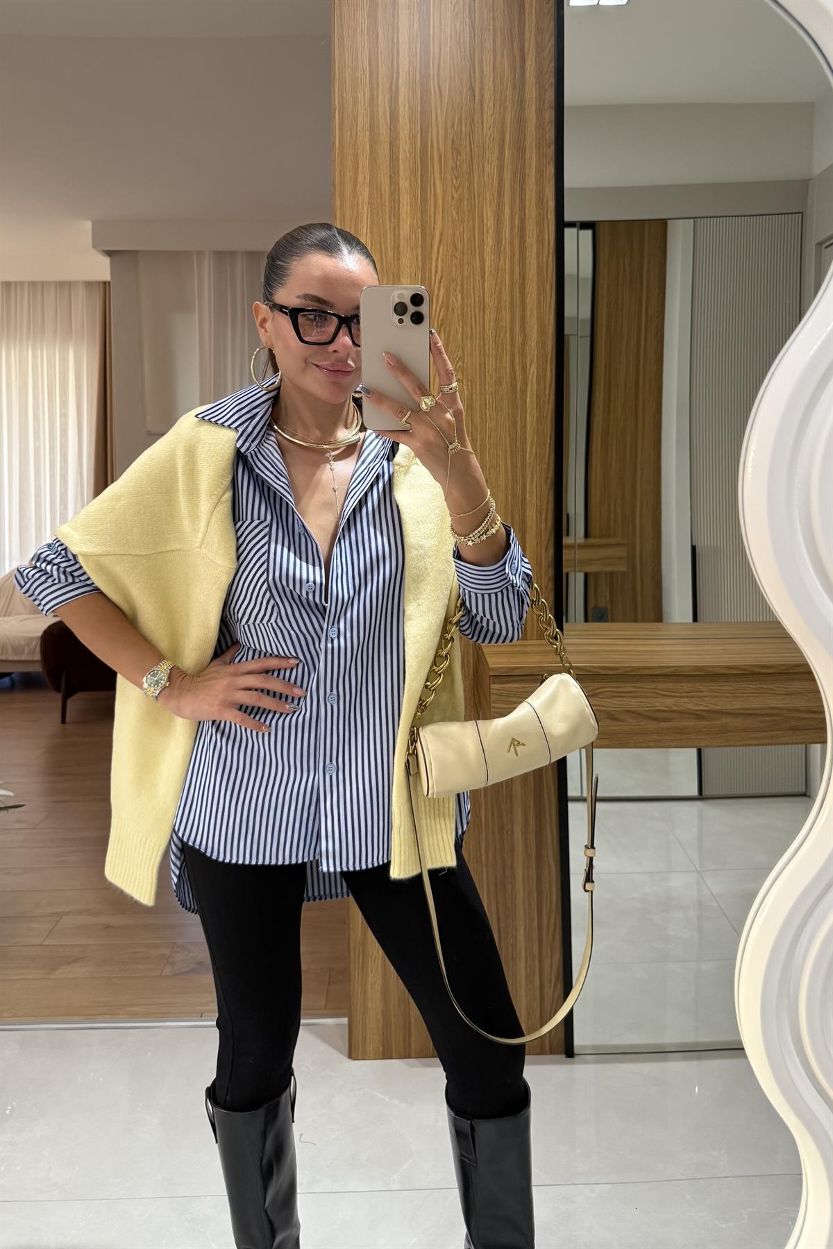 Joyce Mavi Çizgili Gömlek 