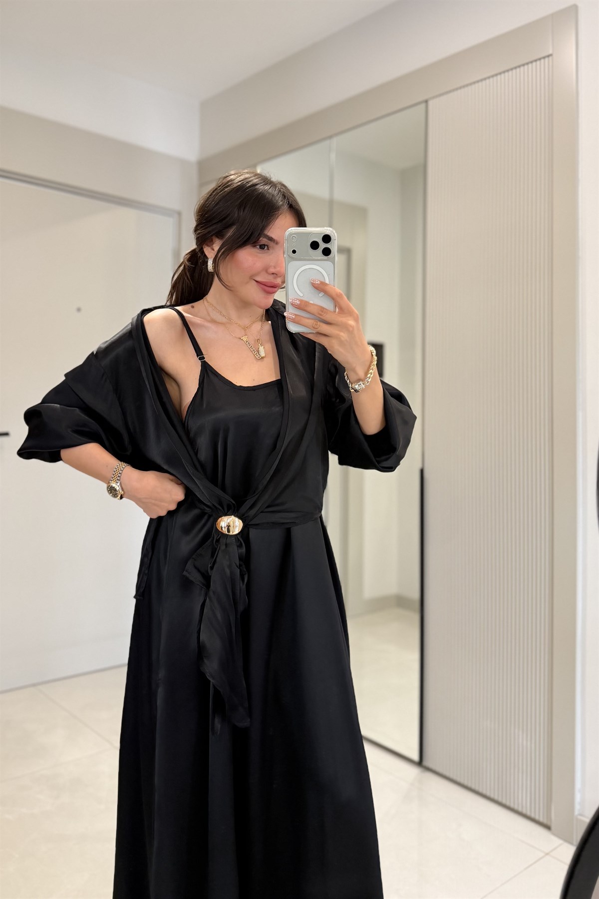 Mathilda Siyah Elbise Gömlek Takım