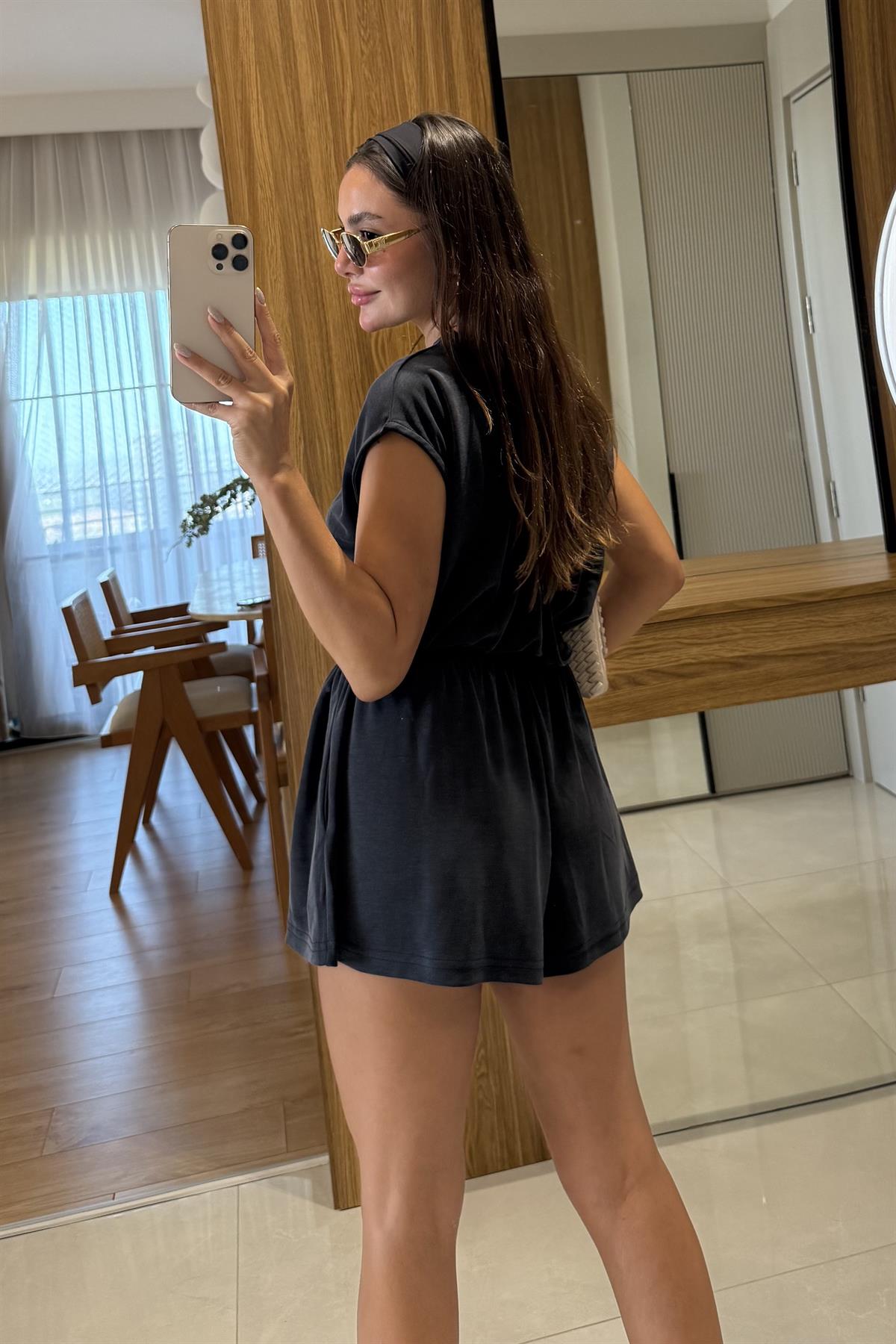 Maude Antrasit Modal Beli Lastikli Tulum