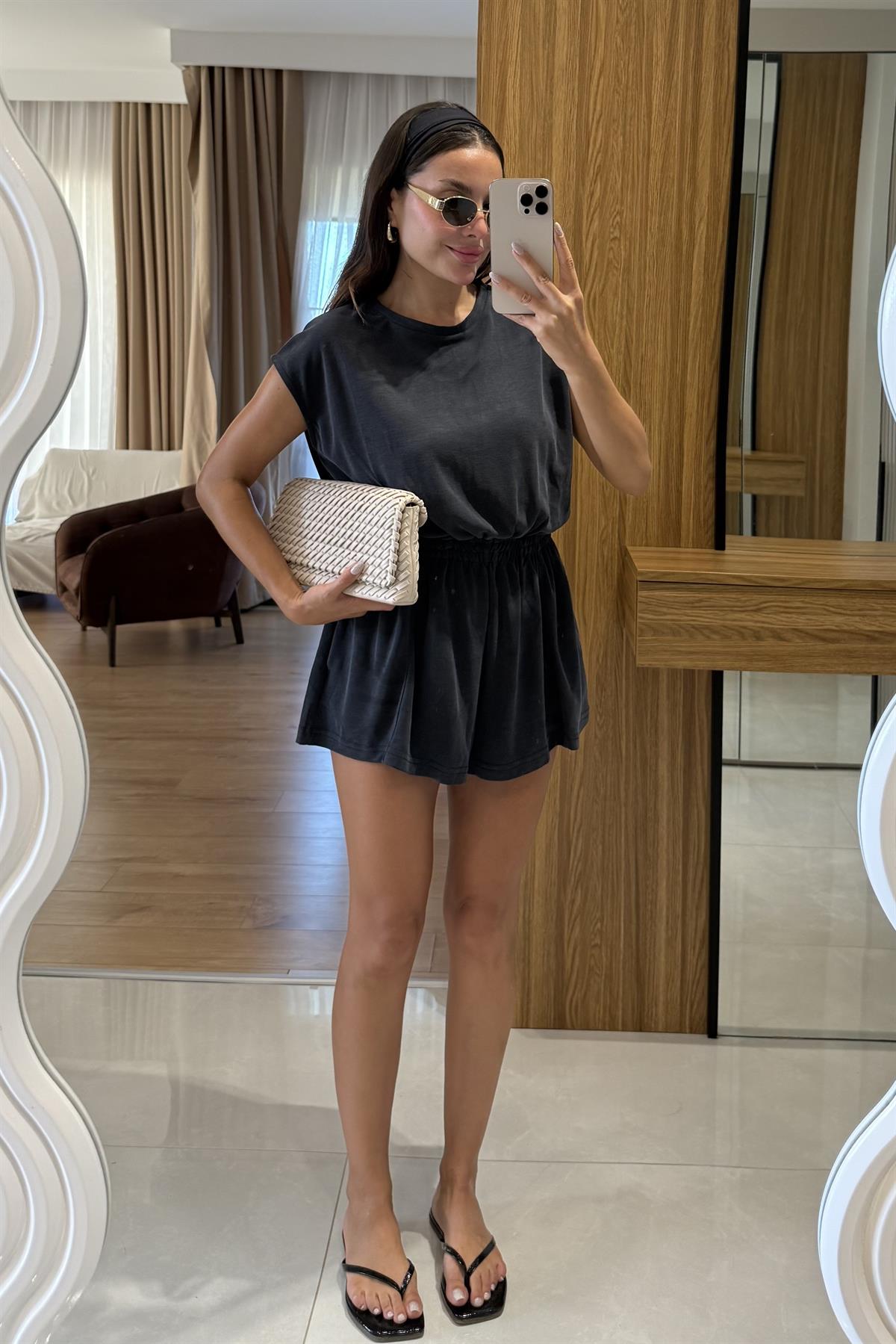 Maude Antrasit Modal Beli Lastikli Tulum