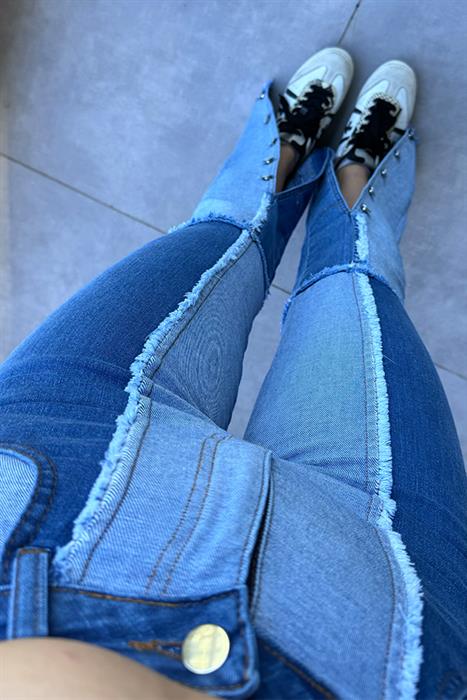 Mayan Çift Renk Tasarım İspanyol Jean