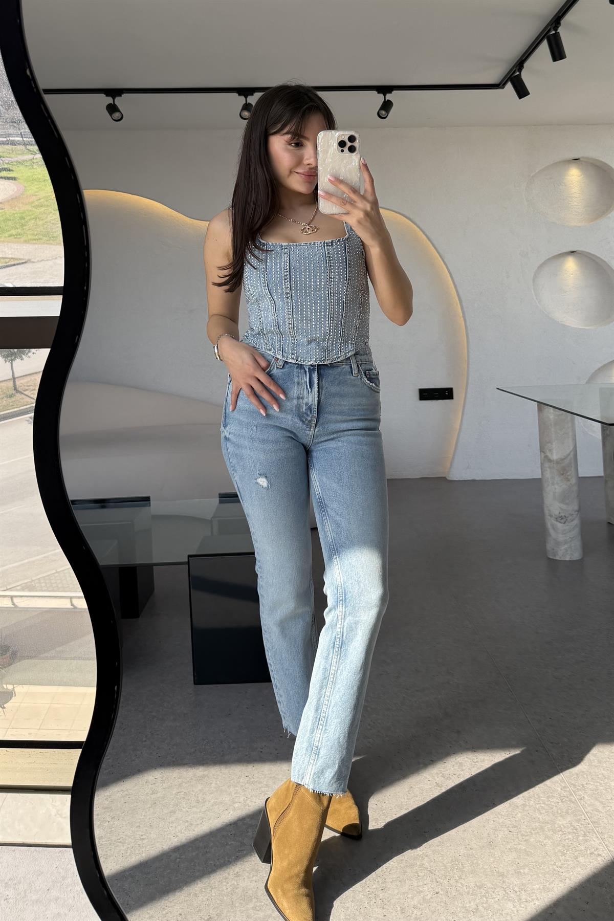 Medussa Likralı Boyfit Jean