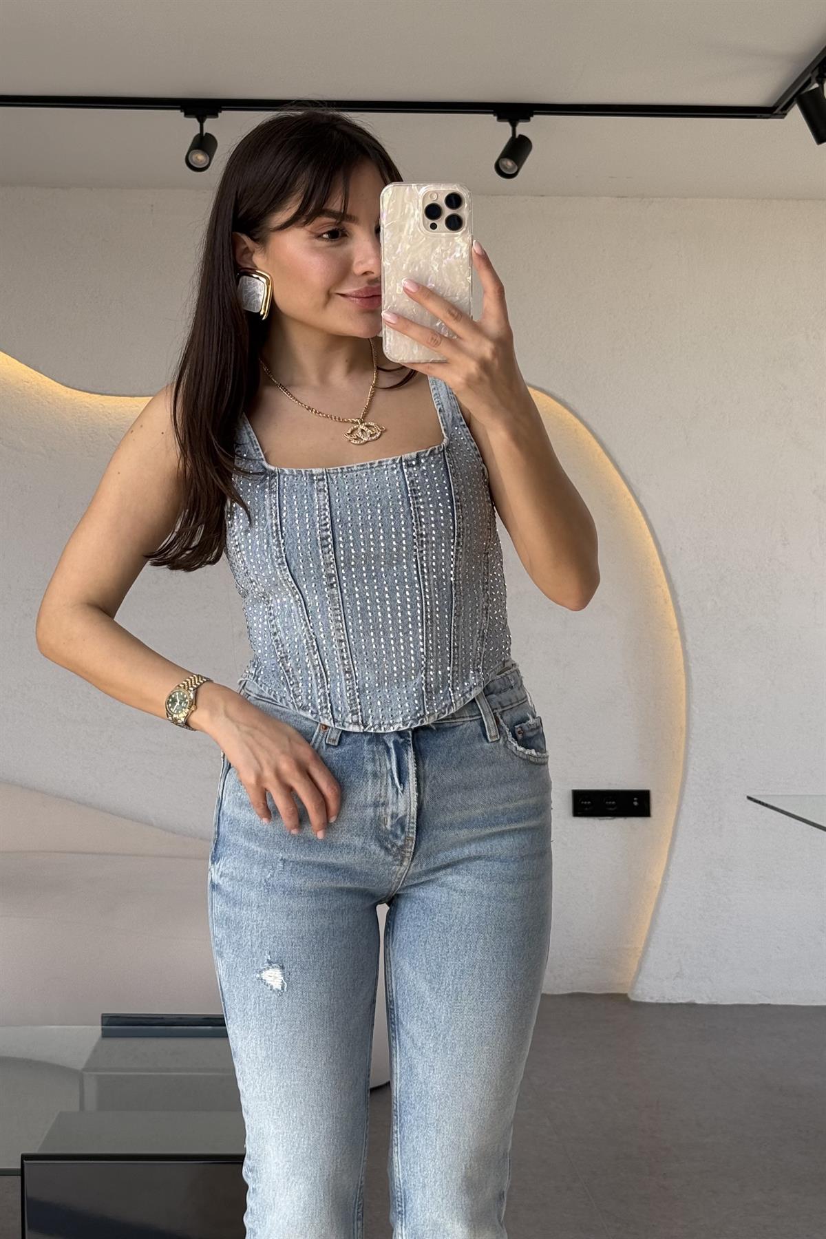 Medussa Likralı Boyfit Jean