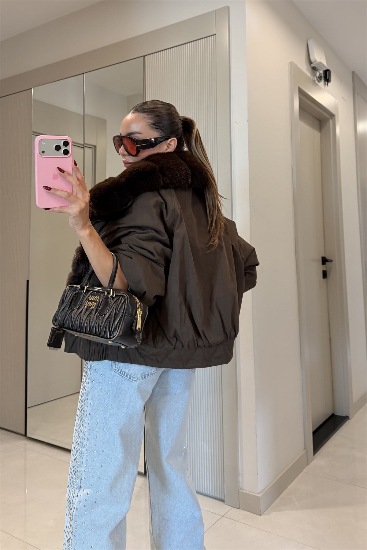 Melania Kahve Kürk Detaylı Premium Lüks Mont