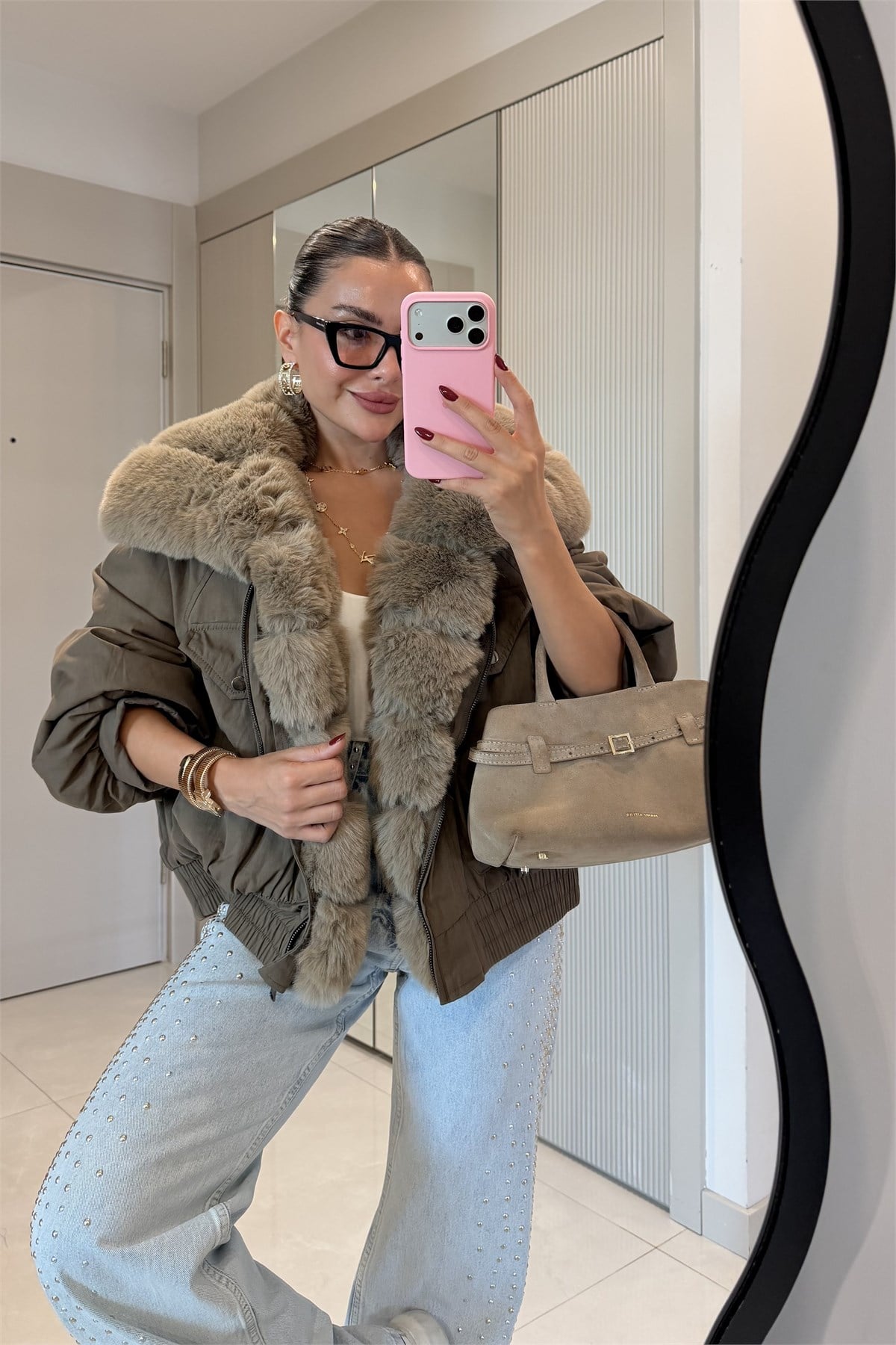 Melania Vizon Kürk Detaylı Premium Lüks Mont