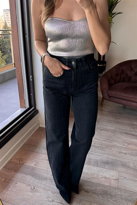 Meli Kalp Yaka Metalik Crop