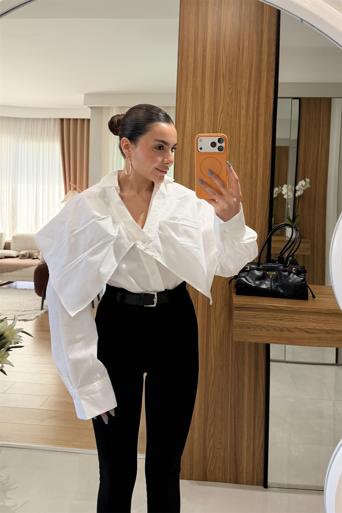 Melinda Beyaz İki Parça Tasarım Gömlek