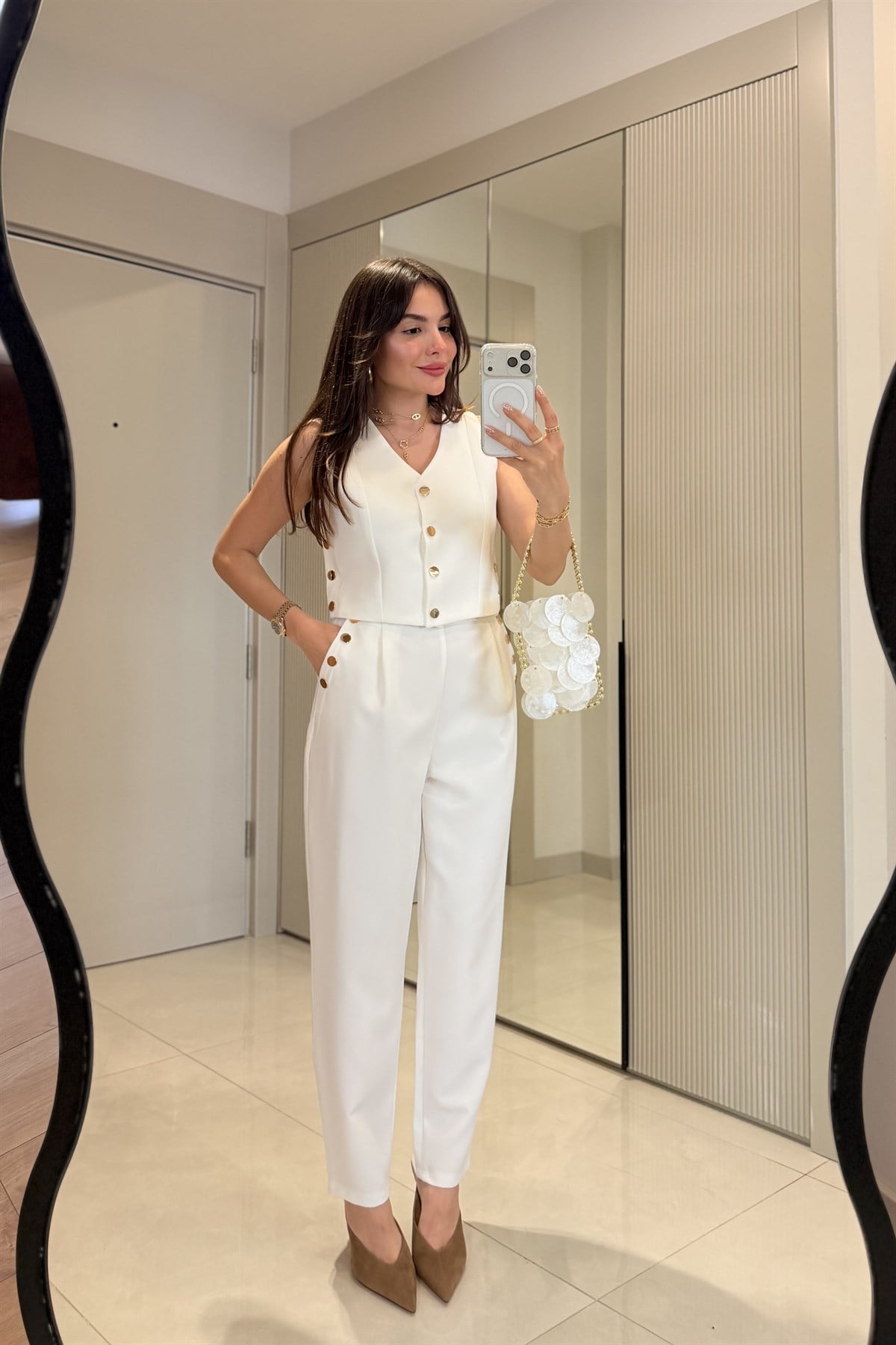 Mercuri Beyaz Gold Çıtçıtlı Takım