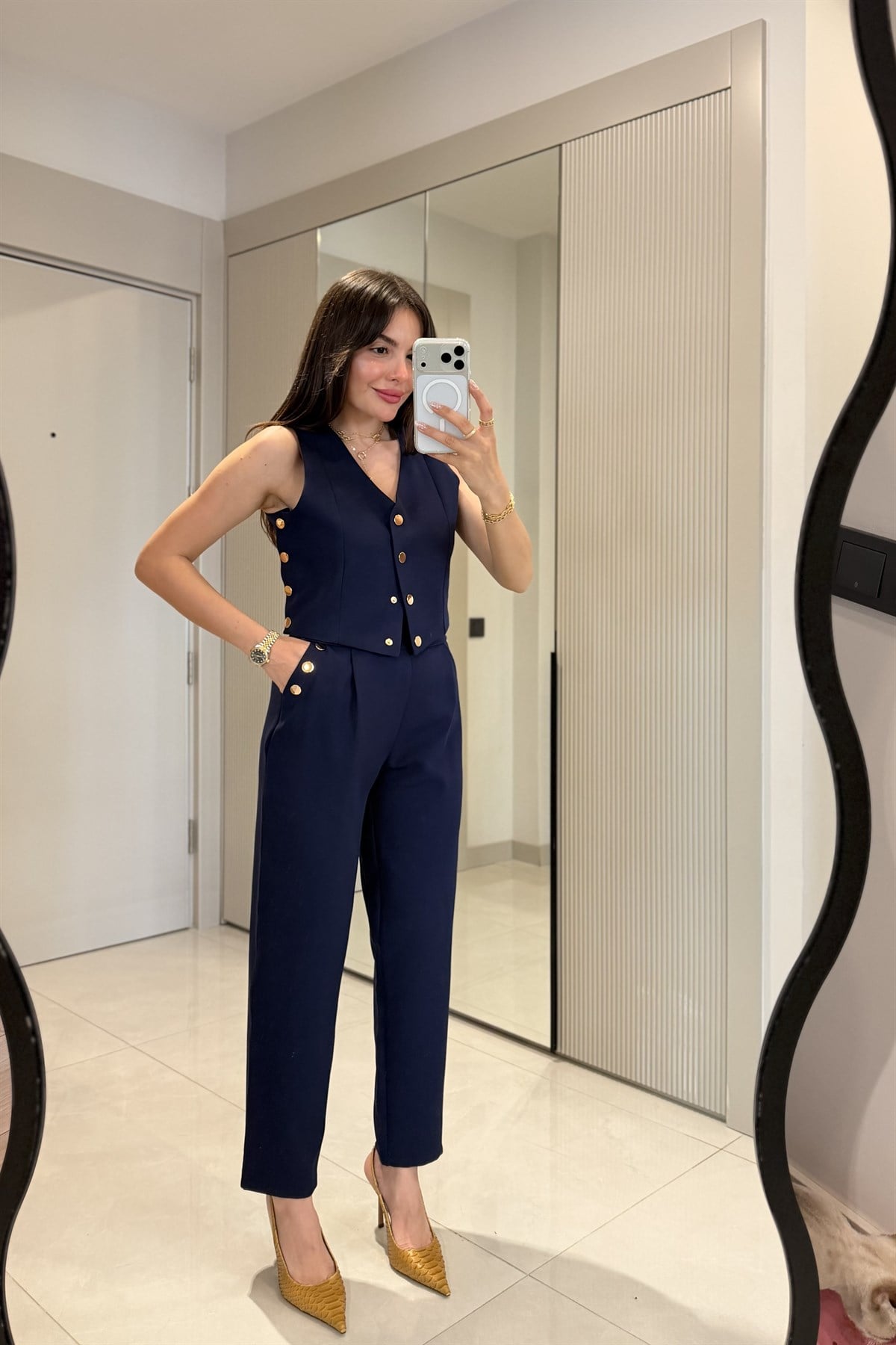 Mercuri Lacivert Gold Çıtçıtlı Takım