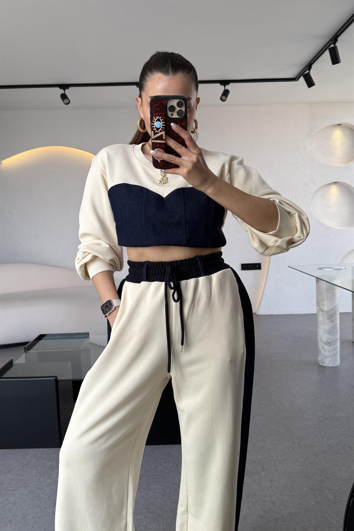 Mertex Denim Detaylı Sweatshirt 