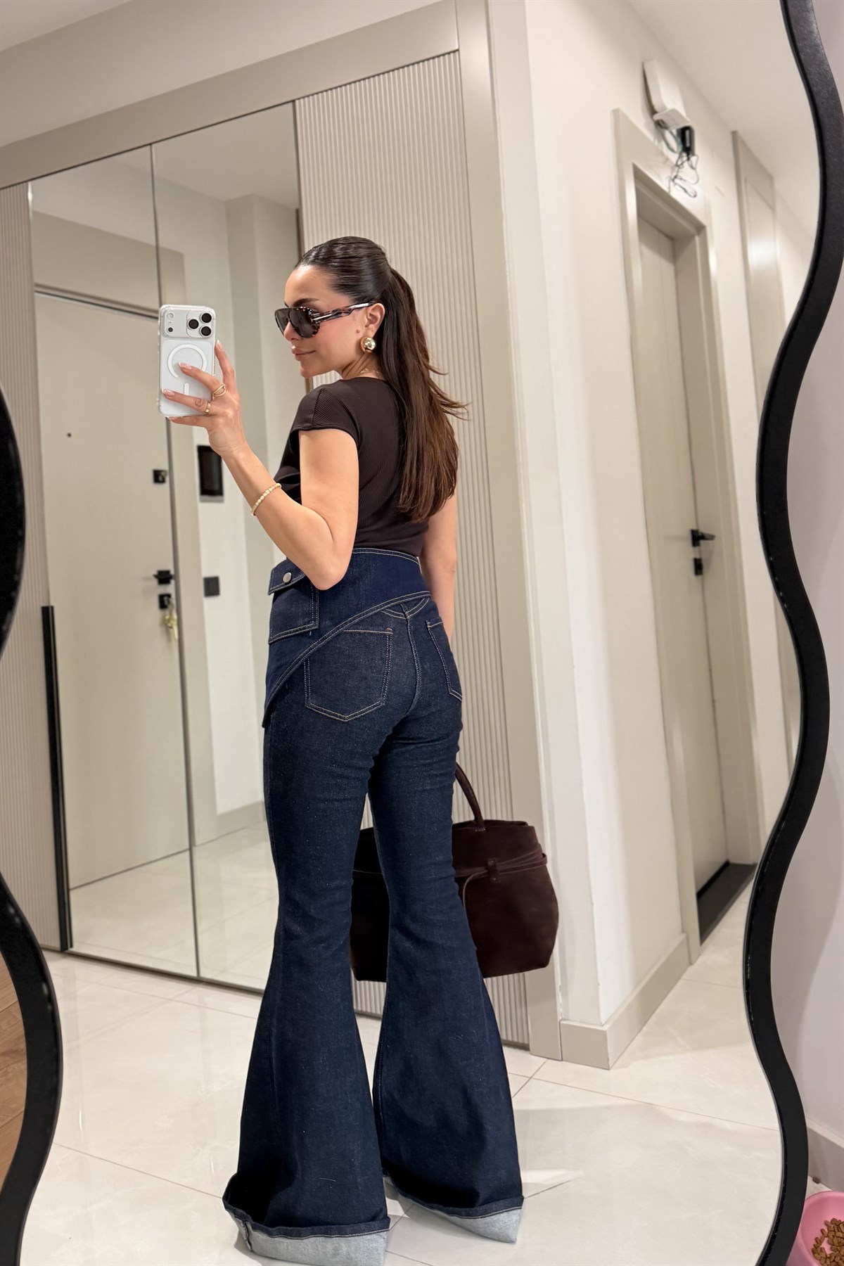 Mery Darkblue İki Parça Tasarım İspanyol Jean