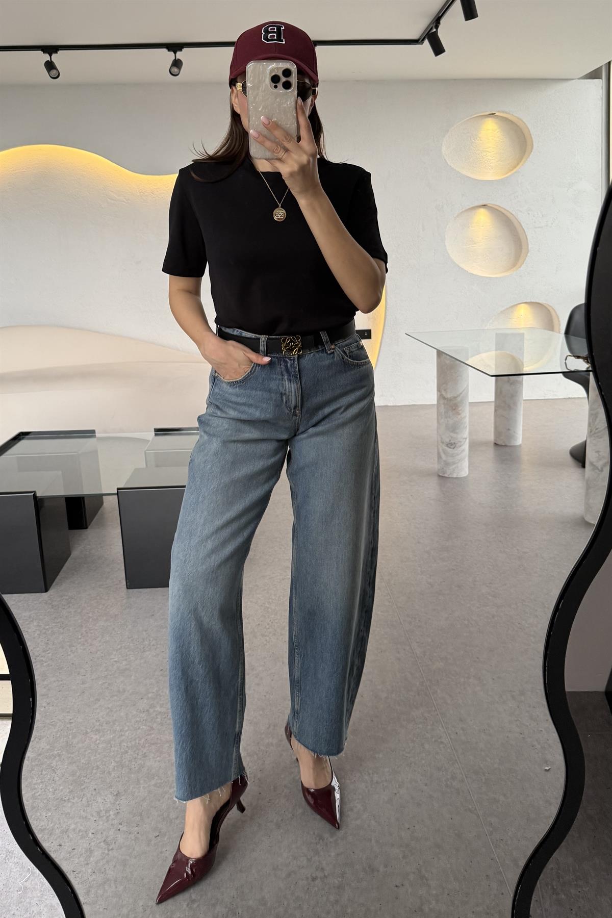 Miami Slouchy Altı Kesik Jean