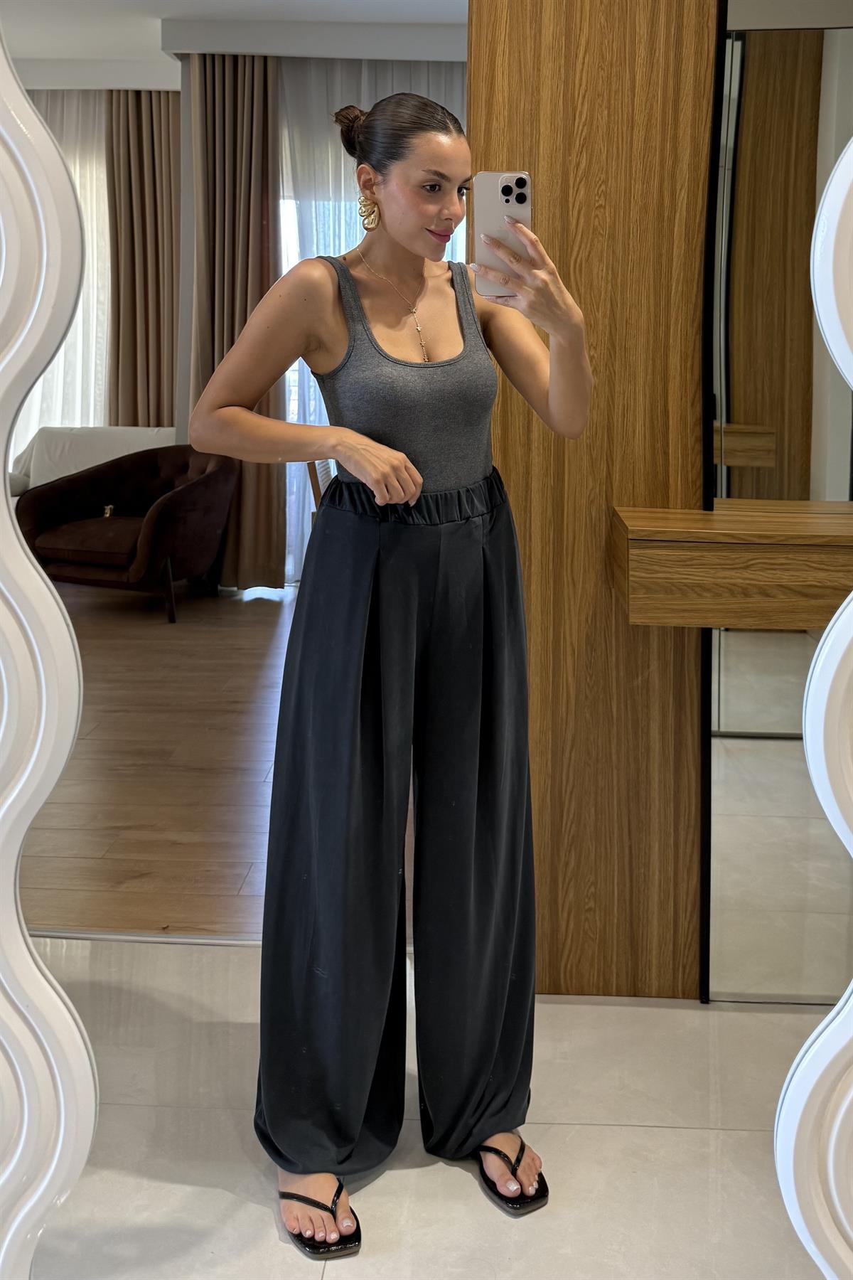 Miele Antrasit Şalvar Modal Pantolon