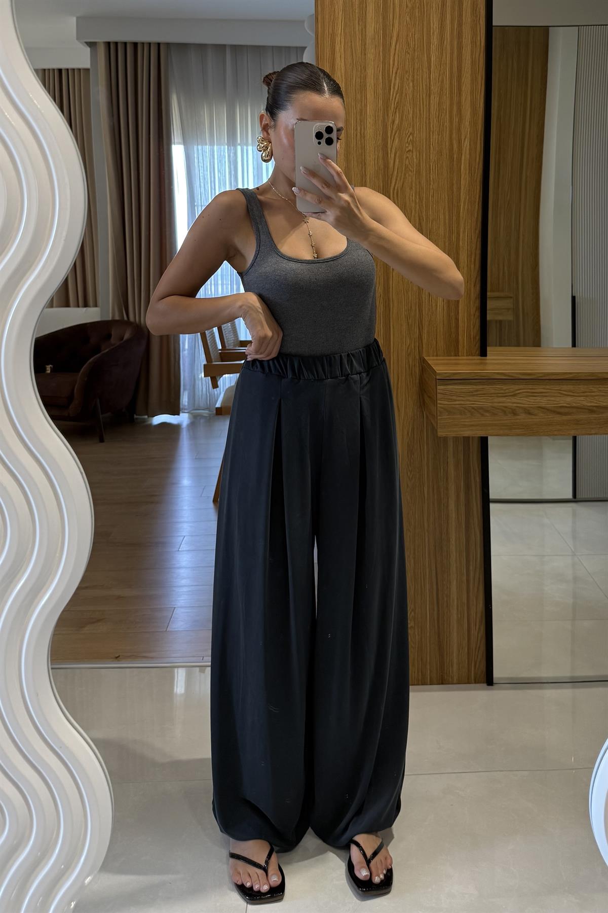 Miele Antrasit Şalvar Modal Pantolon